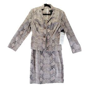 Ashro Dress Womens Size 10 Tan Snakeskin Print Jacket Set *NWT*